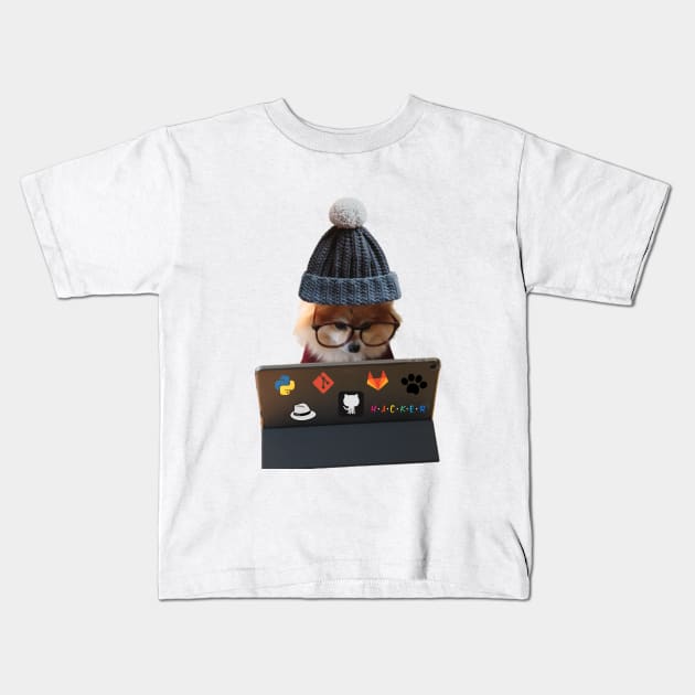 Hacker Dog Kids T-Shirt by leo-jess